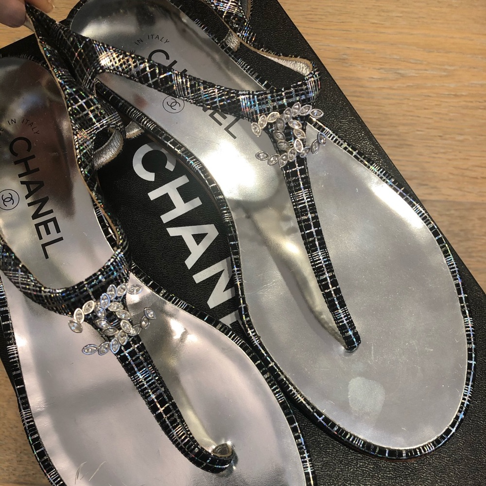 ❌SOLD❌ Chanel Crystal Thong Sandals